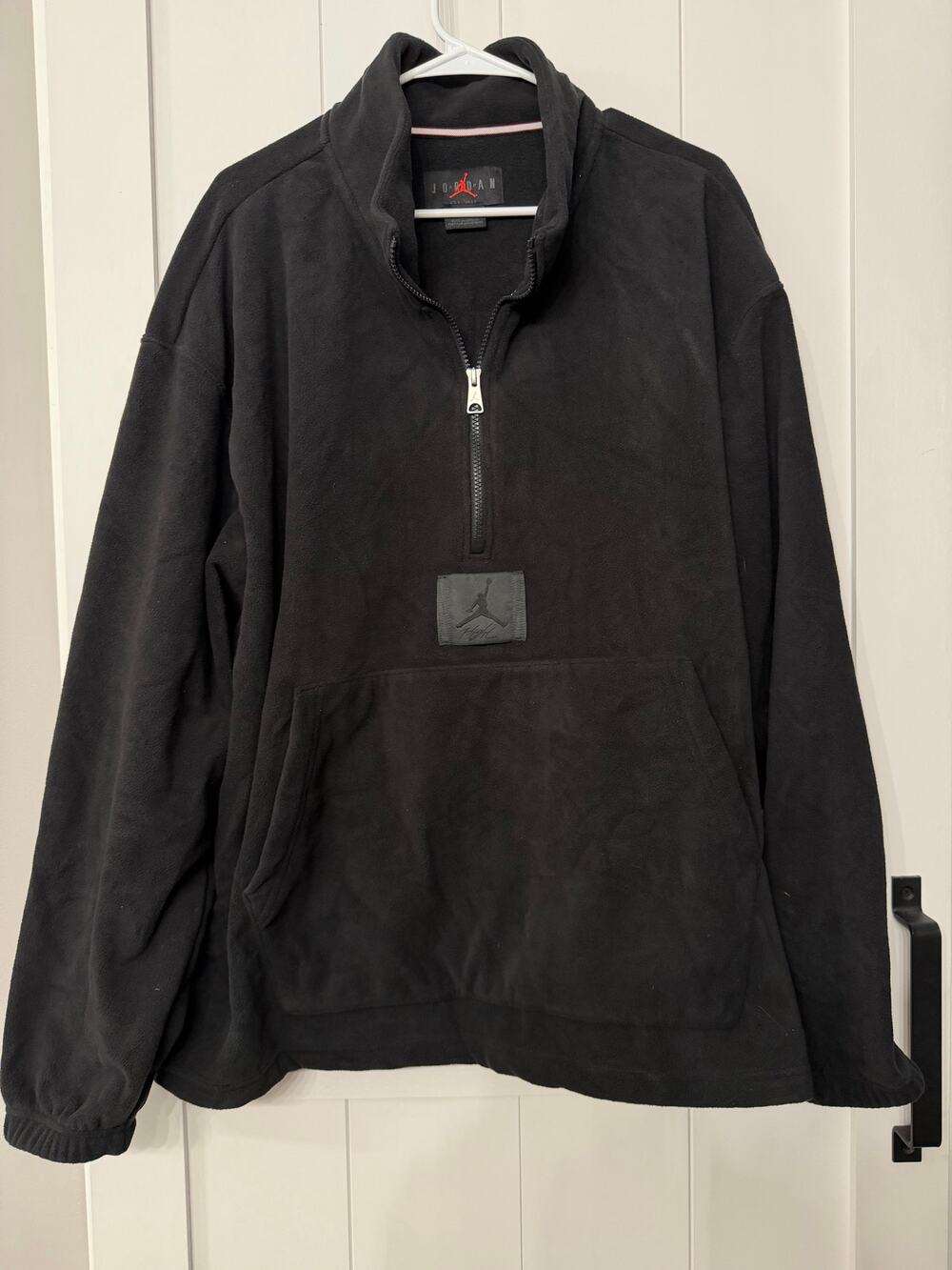 Jordan Essentials Men's Winterized Fleece Half-Zip Black Red Sz XL
